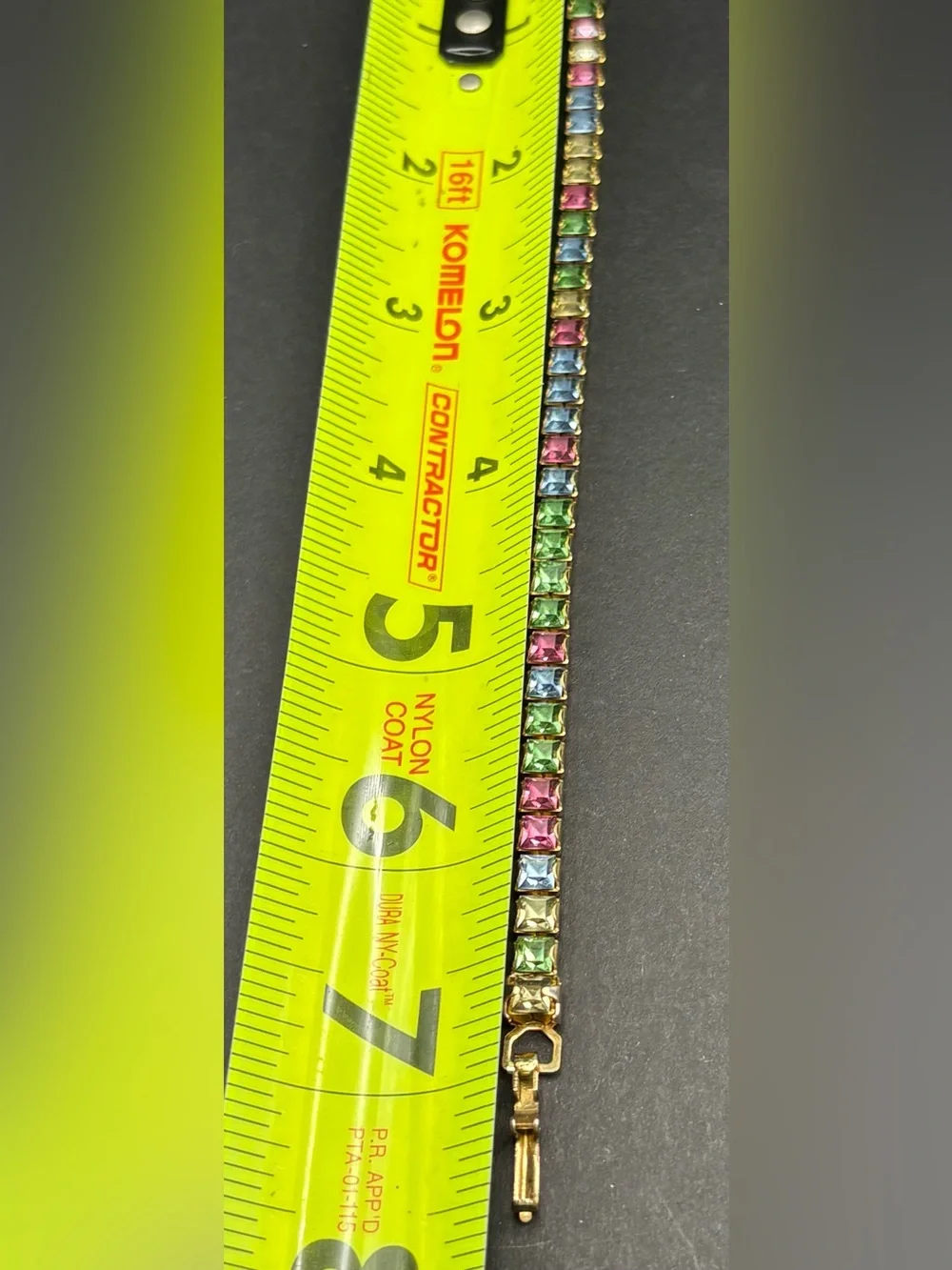 Vintage 1950s Pastel Rhinestone Tennis Bracelet UV Reactive Uranium Glass Glow